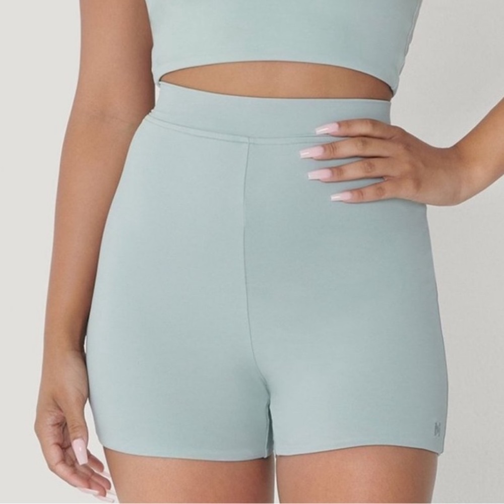 Meshki Basics Tiffani Mini‎ Biker Shorts size Small Ice Blue Pastel